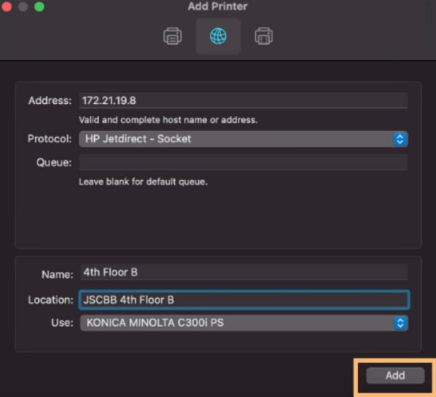 Add Printer info