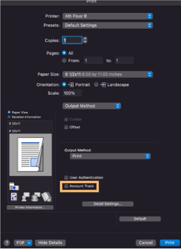 Account Track print