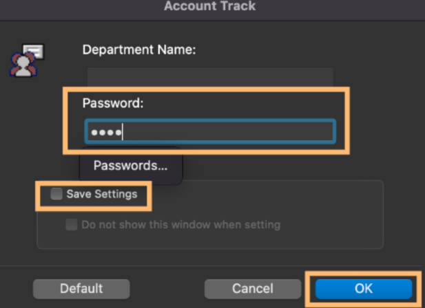 Account Track password