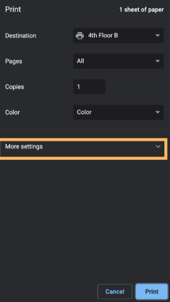 More Print Settings