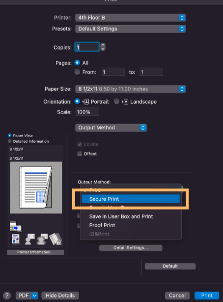 Secure Print Method