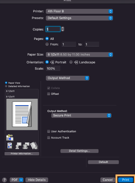 Print (secure)